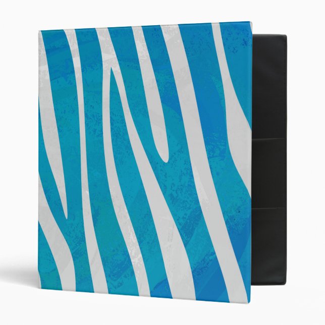 Zebra Blue and White Print Binder (Front/Inside)