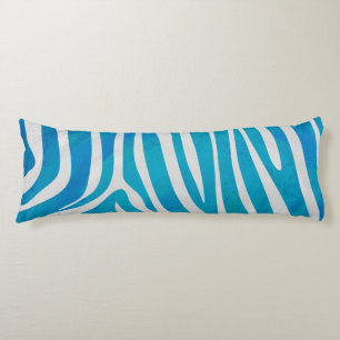 Zebra Blue and White Print Body Pillow