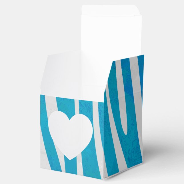 Zebra Blue and White Print Favor Box (Opened)
