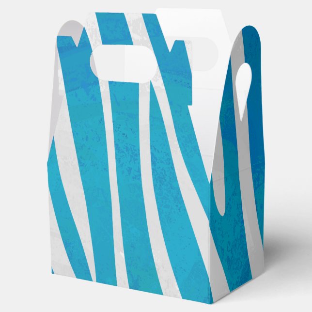 Zebra Blue and White Print Favor Box (Opened)