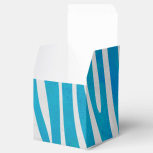 Zebra Blue and White Print Favor Box