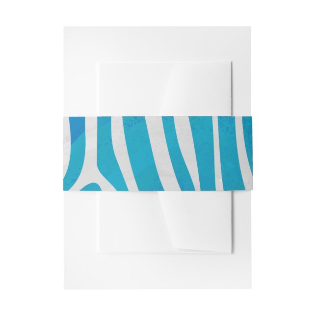 Zebra Blue and White Print Invitation Belly Band (Front Example)