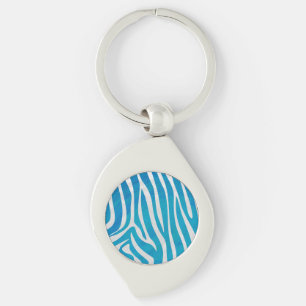 Zebra Blue and White Print Keychain
