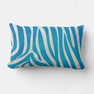 Zebra Blue and White Print Lumbar Pillow