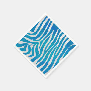 Zebra Blue and White Print Napkin