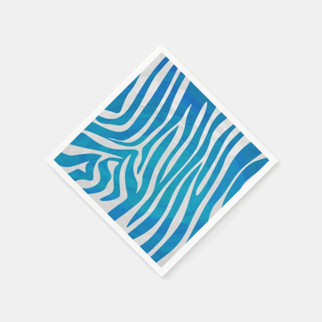 Zebra Blue and White Print Napkin (Corner)