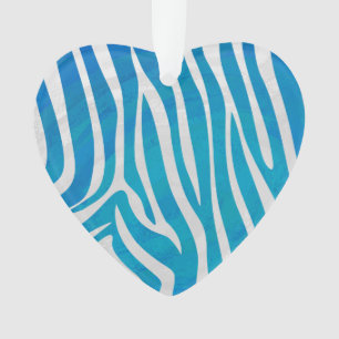 Zebra Blue and White Print Ornament