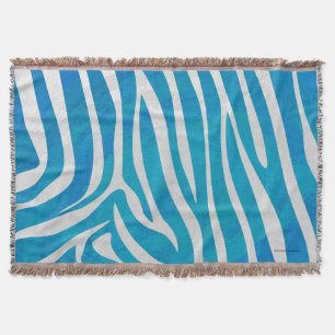Zebra Blue and White Print Throw Blanket