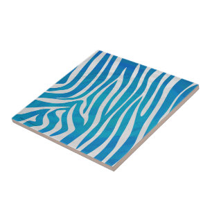 Zebra Blue and White Print Tile