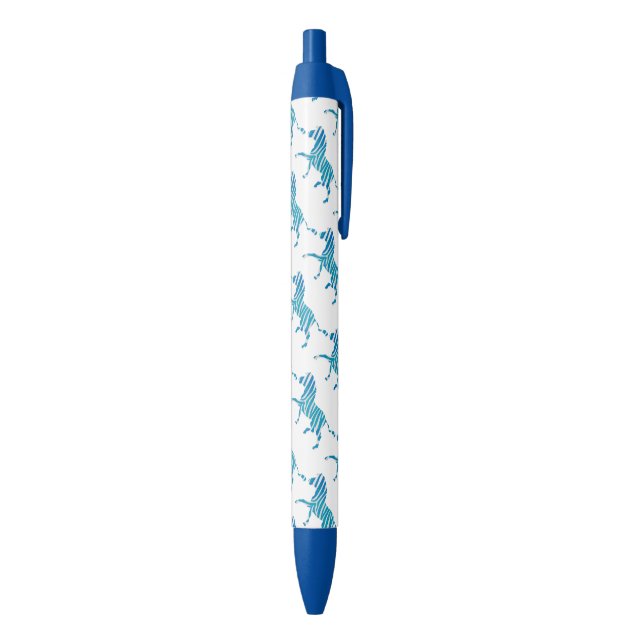 Zebra Blue and White Silhouette Blue Ink Pen (Bottom (Vertical))