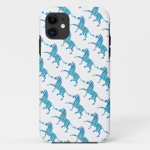 Zebra Blue and White Silhouette iPhone 11 Case