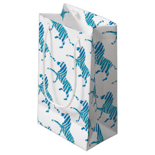 Zebra Blue and White Silhouette Small Gift Bag