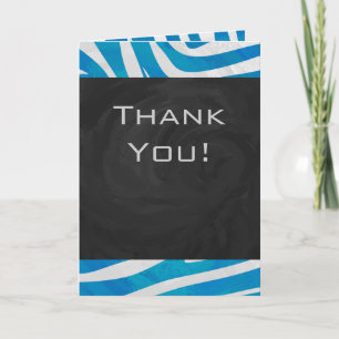 Zebra Blue and White with Monogram Card