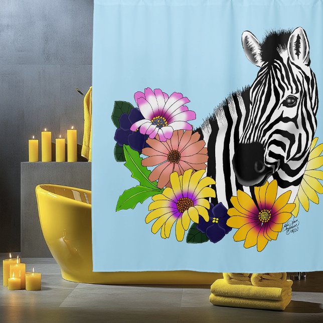 Zebra Blue Colourful Daisy Floral Wildlife (Creator Uploaded)