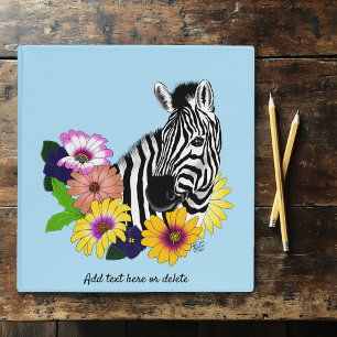 Zebra Blue Colourful Daisy Floral Wildlife Binder