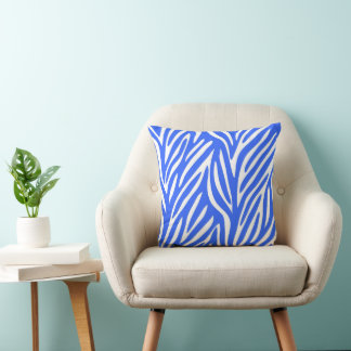 ZEBRA BLUE THROW PILLOW