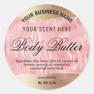 Zebra Body Butter Labels In Pink And Gold