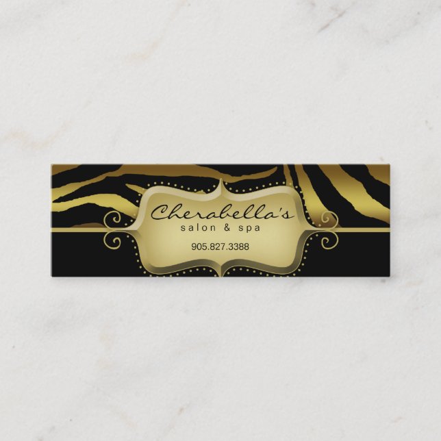Zebra Bookmark Animal Gold Black Thank You Mini Business Card (Front)