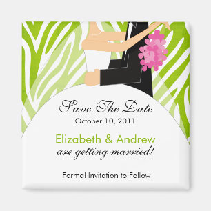Zebra Bride Groom Save The Date Magnet