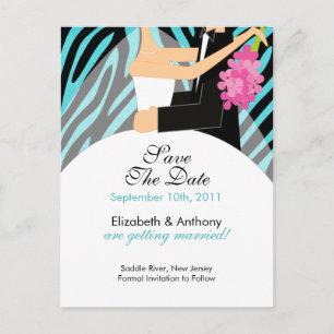 Zebra Bride Groom Save The Date POSTCARD! Announcement Postcard