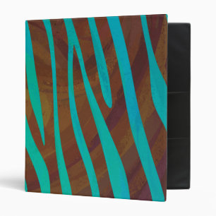 Zebra Brown and Teal Print Binder