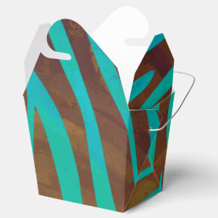 Zebra Brown and Teal Print Favor Box