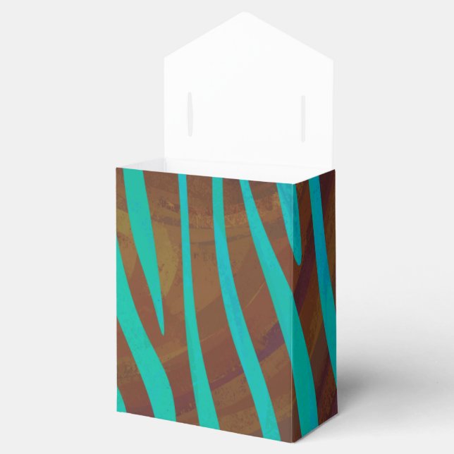 Zebra Brown and Teal Print Favor Box (Opened)