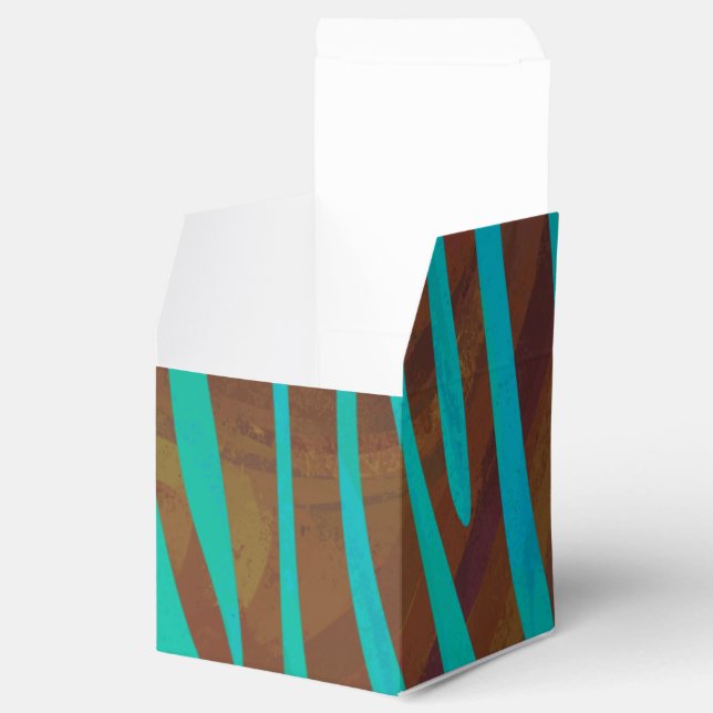 Zebra Brown and Teal Print Favor Box (Opened)
