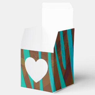 Zebra Brown and Teal Print Favor Box