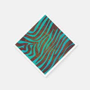 Zebra Brown and Teal Print Napkin