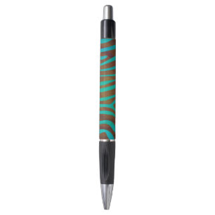 Zebra Brown and Teal Print Pen