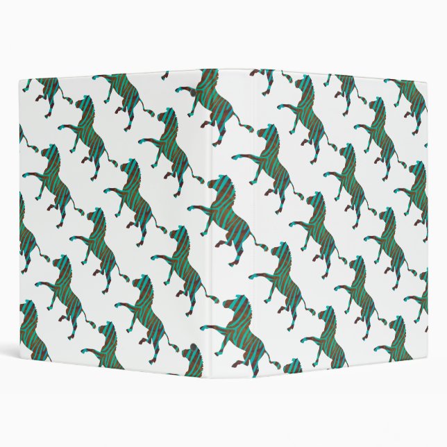Zebra Brown and Teal Print Silhouette Binder (Background)