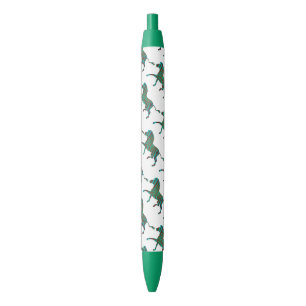 Zebra Brown and Teal Print Silhouette Black Ink Pen