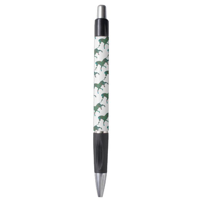 Zebra Brown and Teal Print Silhouette Pen (Front Vertical)