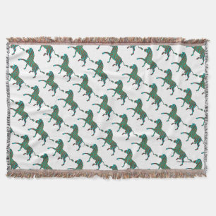Zebra Brown and Teal Print Silhouette Throw Blanket