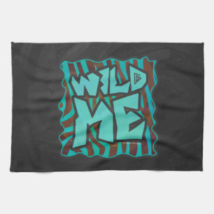 Zebra Brown and Teal Wild Me Design Kitchen Towel