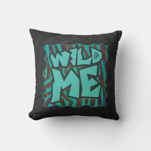 Zebra Brown and Teal Wild Me Design Throw Pillow