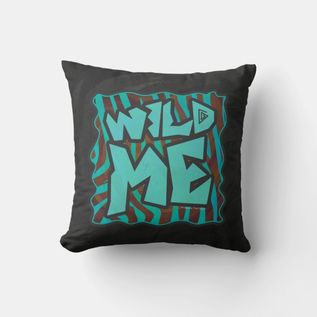 Zebra Brown and Teal Wild Me Design Throw Pillow (Front)