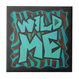 Zebra Brown and Teal Wild Me Design Tile