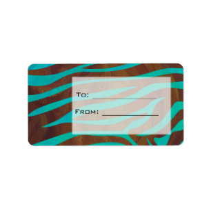 Zebra Brown and Teal with Monogram Label