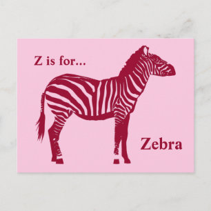 Zebra - Burgundy and Pink Postcard