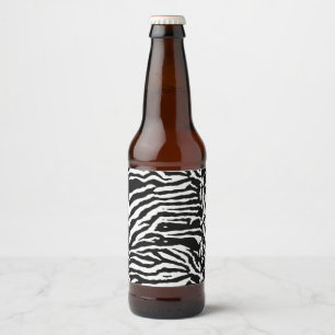 Zebra Camouflage Black and White Artistic Pattern Beer Bottle Label