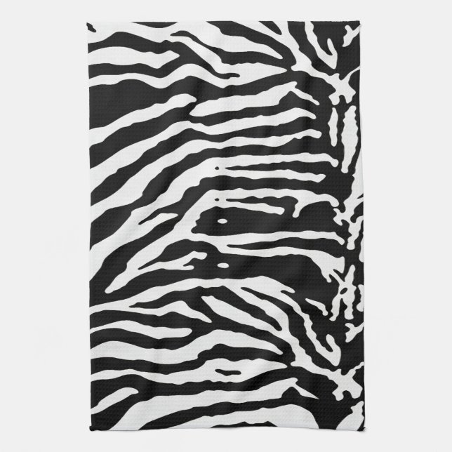 Zebra Camouflage Black and White Artistic Pattern Kitchen Towel (Vertical)