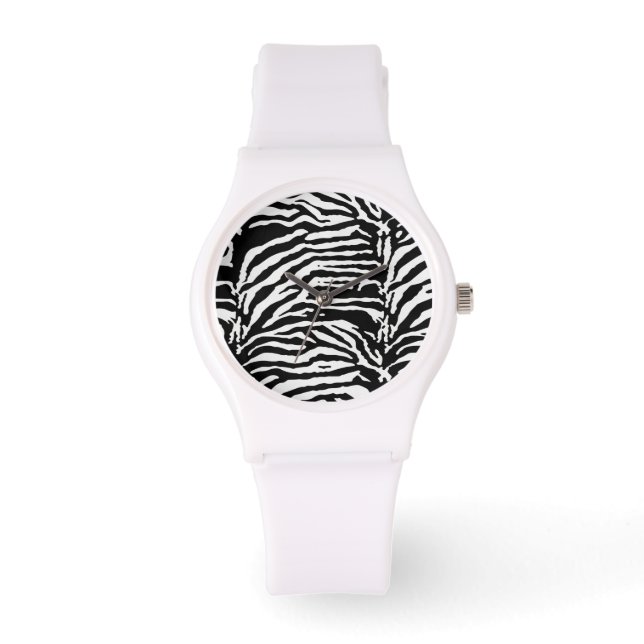 Zebra Camouflage Black and White Artistic Pattern Watch (Front)