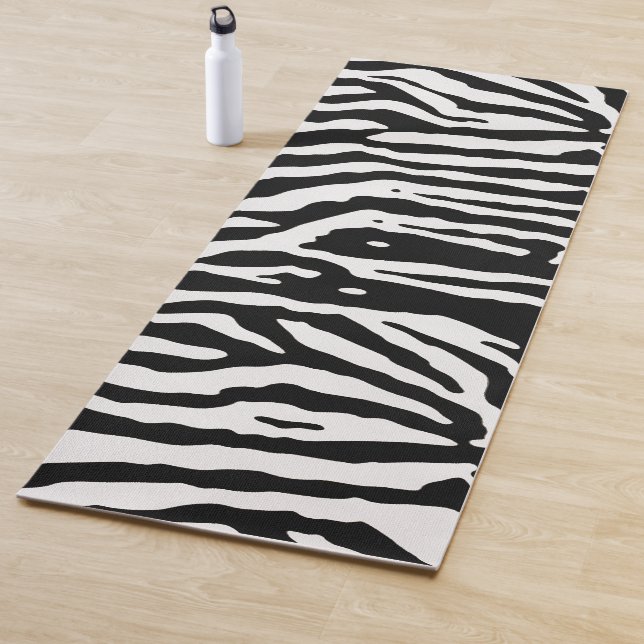 Zebra Camouflage Black and White Artistic Pattern Yoga Mat (In Situ)