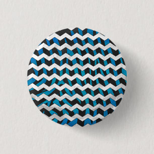 Zebra Chevron Black and Blue 1 Inch Round Button