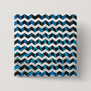 Zebra Chevron Black and Blue 2 Inch Square Button