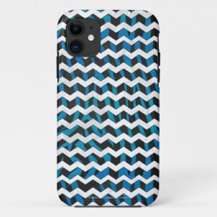 Zebra Chevron Black and Blue iPhone 11 Case