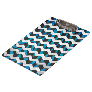 Zebra Chevron Black and Blue Clipboard