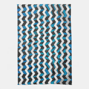 Zebra Chevron Black and Blue Kitchen Towel